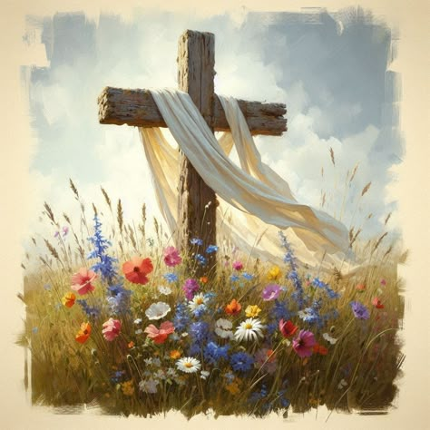 Breath Of God Art, Christian Imagery Aesthetic, Cross Pictures Beautiful, Easter Cross Painting, Cross Art Painting, Bible Garden, Watercolor Art Inspiration, Christian Imagery, Jesus Background