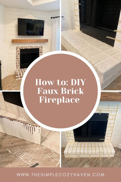 Stick On Brick Fireplace, Faux Brick For Fireplace, Faux Brick Wall Panels Fireplace, Brick Over Tile Fireplace, Faux Brick Fireplace Surround, Faux Brick Over Tile Fireplace, Brick Tile Fireplace Surround, Adding Brick To Fireplace, Faux Brick Fireplace Diy