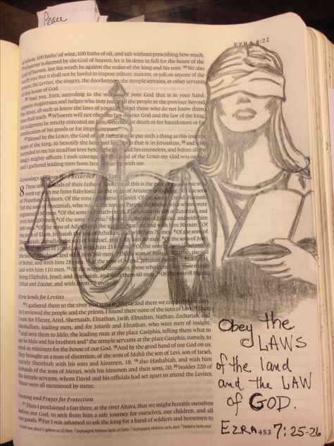 Lady Justice. Obey the law. Ezra 7:25-26 bible journaling Justice Art Illustration, Law Sketch, Lady Justice Drawing, Lady Justice Sketch, Lady Of Justice Art, Law And Justice Art, Lady Justice Wallpaper, Bible Drawings Sketches, Ezra Bible Verse