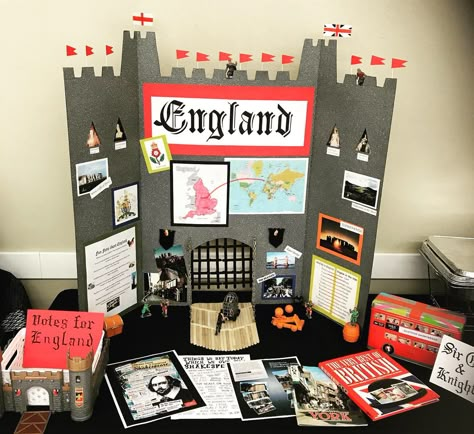 English Fair Ideas, English Book Project Ideas, Culture Fair Ideas, Culture Fair, Cultural Fair Ideas, English Exibition Ideas, English Culture, England School Project, English Literature Exhibition Ideas