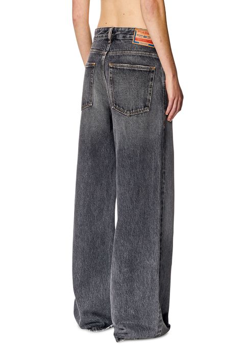 Straight; Loose; Low waist; Treated; Non-Stretch; Black/Dark grey; Button fly Diesel Jeans Women, Florida Outfits, Dark Grey Jeans, Denim Inspiration, Diesel Jeans, Relaxed Jeans, Grey Jeans, Baggy Jeans, Low Waist