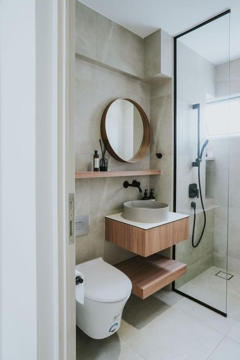 Small Bathroom Aesthetic Ideas, Hdb Bathroom, Easy Outdoor Projects, Toa Payoh, Singapore Interior Design, Painted Paneling Walls, Renovation Budget, Interior Design Singapore, Renovation Costs