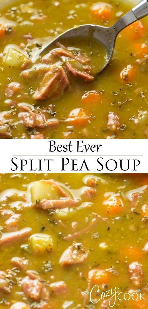 Warm up your kitchen with this comforting and versatile split pea soup recipe. Whether you're simmering on the stove, setting it and forgetting it in the slow cooker, or using the convenience of an Instant Pot, this hearty dish is perfect for any cooking style. Packed with flavor and nutrition, it's a cozy meal that suits busy weeknights or leisurely weekends. Enjoy the rich, savory taste of split peas combined with aromatic herbs and spices, creating a bowl of goodness that’s sure to satisfy. Perfect for meal prep or sharing with loved ones, this soup is a delicious way to embrace the season. Soup Pairings, Pea Soup Recipe, Split Pea Soup Recipe, Pea And Ham Soup, Leftover Ham Recipes, Ham And Beans, Savory Herb, Ham And Bean Soup, Croutons Homemade