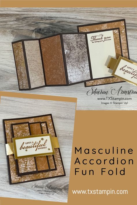 Stamping Up Masculine Cards, Diy Fun Birthday Cards, Guys Birthday Cards Diy, Accordion Fold Cards Tutorial, Stampin Up Mens Birthday Cards Guys, Masculine Greeting Cards Handmade, Masculine Cards Birthday, Accordion Fold Card, Masculine Fun Fold Birthday Cards