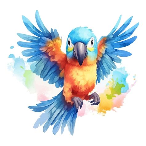 Parrot Illustration, Parrot Cartoon, Bird Character, Pet Shop Logo, Cartoon Bird, Blue Macaw, Parrots Art, Grey Parrot, African Grey Parrot