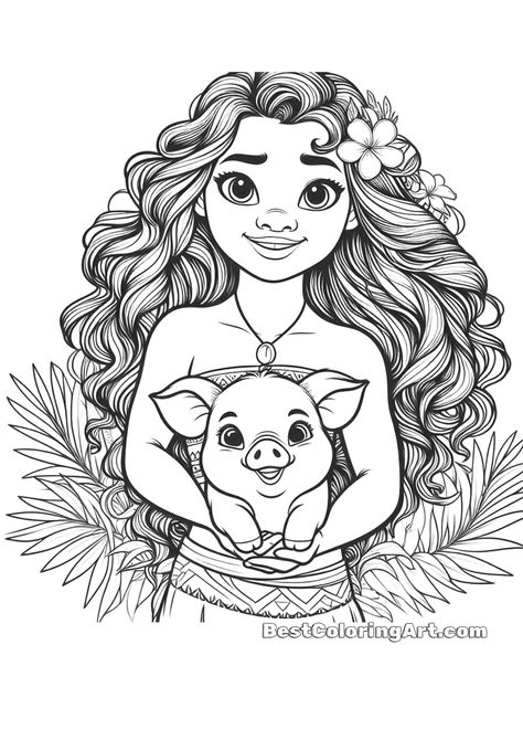 Moana Coloring Pages - the best coloring pages for kids! Download and print your favorite Moana coloring pages for free! Includes Maui, Hei Hei, Pua, Tamatoa, and more! Perfect for kids of all ages. #Moana #MoanaColoringPages #Disney #ColoringPages Moana Coloring Sheets, Coloring Pages Barbie, Moana And Pua, Moana Drawing, Pua Pig, Moana Coloring, Merry Christmas Coloring Pages, Girls Coloring Pages, Moana Coloring Pages