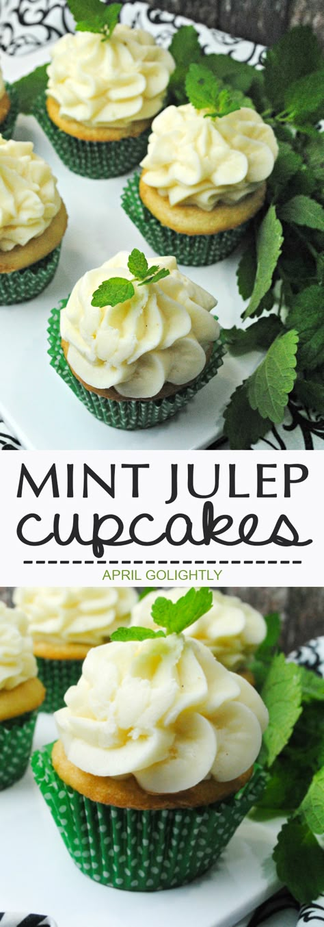 Easy Mint Julep Cupcake Recipe - instead of making a cocktail this summer - make drink inspired cupcakes for your next party as a dessert Kentucky Derby Food, Kentucky Derby Recipes, Derby Recipe, Kentucky Derby Pie, Derby Party Food, Kentucky Derby Party Food, Derby Pie, Derby Ideas, Dessert Party