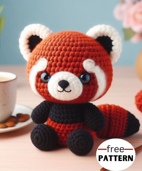 Red Panda Amigurumi Pattern Crochet Red Panda, Baby Red Panda, Amigurumi Pattern Free, Crochet Bag Pattern Tote, Crochet Dragon Pattern, Baby Cardigan Knitting Pattern Free, Crochet Chicken, Crochet Cat Pattern, Baby Red