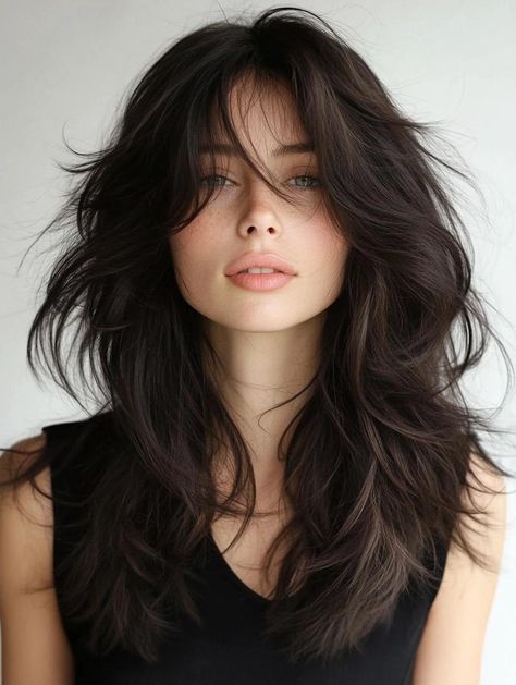 28 Must-Try Long Shag Haircuts That Will Transform Your Style Chocolate Cherry Brown Hair, Long Choppy Haircuts, Shaggy Layered Haircut, Medium Length Styles, Cherry Brown Hair, Brown Hair Ideas, Styles For Fine Hair, Fall Haircuts, Feathered Layers