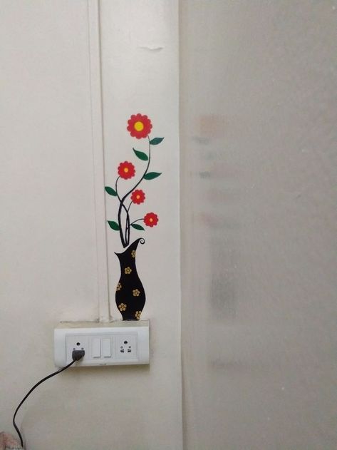 Painting Ideas On Switchboard, Bathroom Switch Board Art Ideas, Cute Switchboard Art, Creative Switch Board Art Easy, Switch Board Art Ideas Easy, Creative Switch Board Art, Switch Board Art Ideas, Switchboard Painting, Easy Wall Painting Ideas