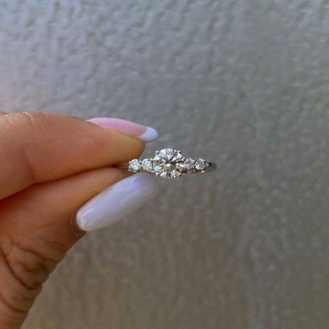 Elegant Silver Engagement Rings, Sparkle Engagement Ring, Simplistic Rings Engagement, Engagement Rings Delicate Silver, Subtle Engagement Rings Silver, Small Simple Engagement Rings Silver, Small Dainty Wedding Rings, Silver Engagement Rings Vintage, Engagement Rings Simple Silver