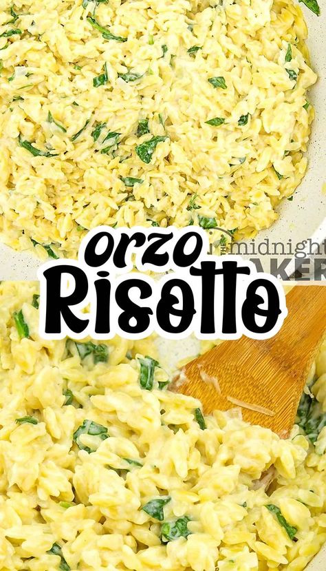 Orzo Risotto Recipes, Baked Risotto Recipes, Risotto Dinner, Oven Risotto, Orzo Risotto, Creamy Orzo, Easy Skillet Dinner, One Pan Pasta, Orzo Pasta