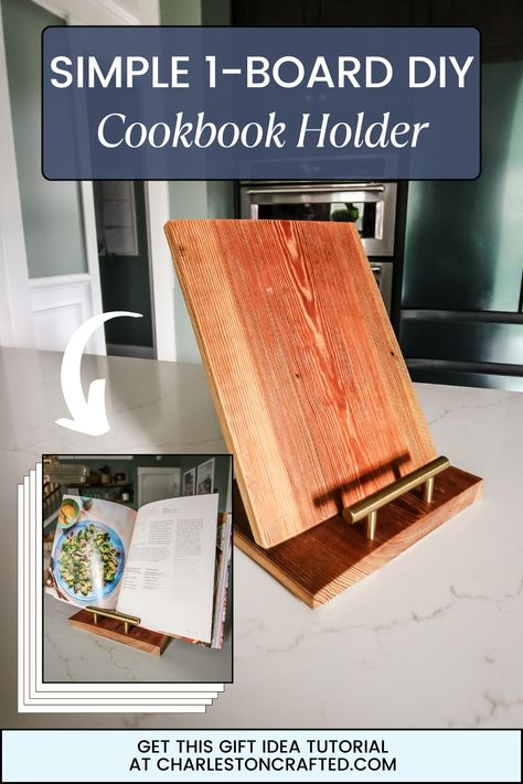 Cook Book Stand Diy, Recipe Book Holder Diy, Cookbook Holder Diy, Kitchen Cookbook Display, Cookbook Stand Diy, Diy Cookbook Stand, Cookbook Display, Making A Cookbook, Recipe Book Holders