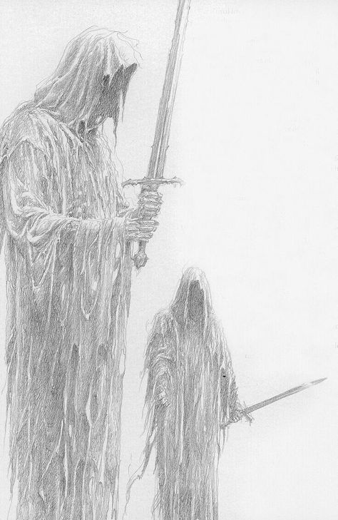 Nazgul Lotr Ring Wraith, Nazgul Drawing, Alan Lee Art, Ring Wraiths, Tolkien Artwork, Alan Lee, John Howe, Hobbit Art, Middle Earth Art