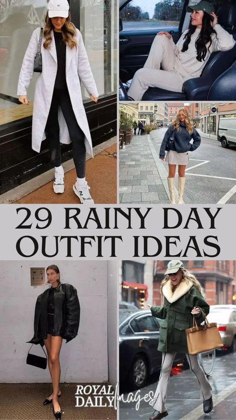 29 Rainy Day Outfit Ideas to Look Great Even When It’s Wet Chic Rainy Day Outfit, Rain Day Outfits, Rainy Fall Outfit, Outfit For Rainy Day, Rainy Weather Outfits, Rainy Day Outfit Ideas, Rainy Outfit, Cute Rain Boots, Day Outfit Ideas