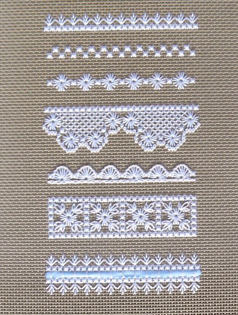 Love to Stitch 99: Hapsburg Lace Sampler: Patterns 1 - 7 Free Crochet Stitches, Fantasy Crochet, Embroidery Sampler, Crochet Lace Edging, Framed Cross Stitch, Diy Embroidery Patterns, Hardanger Embroidery, Hand Embroidery Tutorial, Embroidery Book