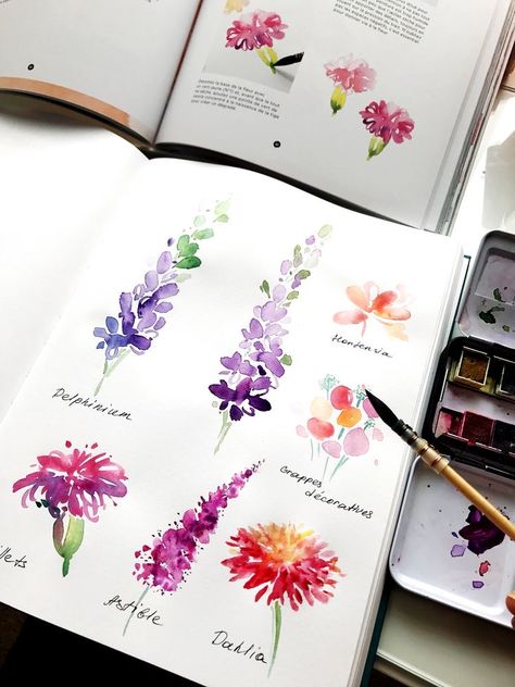 Event Ideas Creative, Ftd Flowers, Flower Types, Easy Flower Painting, Different Types Of Flowers, Watercolor Water, Watercolor Card, Watercolour Inspiration, Drawing Quotes