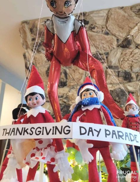 Everyone knows, Santa doesn't arrive until the Thanksgiving parade goes by. Looking for a fun Elf on the Shelf arrival idea? Have an Elf on the Shelf Parade and print this Macy's Thanksgiving Day Parade Banner. New Elf on the Shelf ideas daily plus free Elf on the Shelf printables. #FrugalCouponLiving #ElfontheShelf #ElfontheShelfIdeas #ElfIdeas #funnyelfideas #funnyelfontheshelf #elfprintables #freeelfprintables #printables #freeprintables #ElfonaShelf #ScoutElfIdeas Elf On The Shelf Parade Ideas, Elf On The Shelf Thanksgiving Day Parade, Macys Thanksgiving Day Parade Santa, Macys Thanksgiving Day Parade Floats, Parade Banner, Macys Thanksgiving Parade, Elf Printables, Thanksgiving Parade, Cute Teacher Gifts