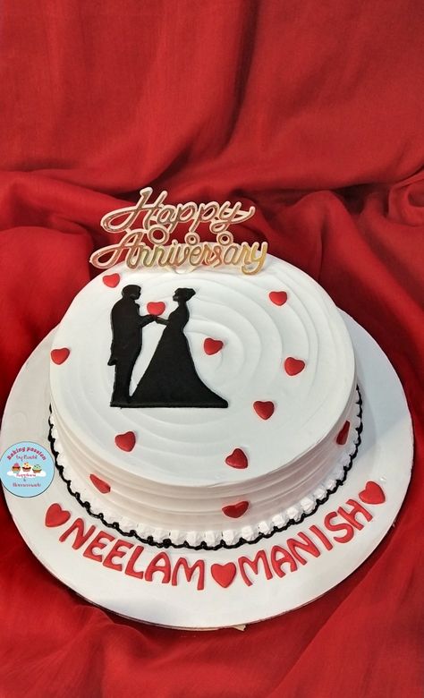 Anniversary cake Cake Designs For Marriage Anniversary, 1 Kg Anniversary Cake Design, Half Kg Anniversary Cake Design, 1st Anniversary Cake Ideas, Anniversary Cake Designs Simple, Happy Anniversary Cake Design, Anniversary Cake Ideas For Parents, Anniversary Cake Ideas Simple Easy, 1st Anniversary Cake Designs