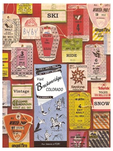 Such a fun thing to do with all the old lift tickets......  I know the perfect wall!  Vintage ski lift tickets..... Vintage Ski Lodge, Ski Lift Chair, Vintage Ski Posters, Angel Fire, Ski Pass, Retro Ski, Ski Posters, Ski Chalet, Crested Butte