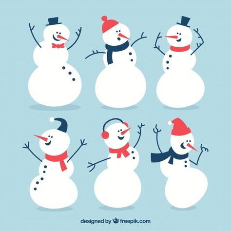 Collection of cute snowman | Free Vector #Freepik #freevector #christmas #christmas-card #merry-christmas #character Snow Man Drawing Art, Snowmen Illustration, Snowman Illustration, Winter Illustrations, Funny Snowman, Cute Banners, Winter Illustration, Christmas Messages, Painted Ornaments