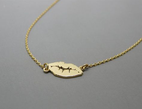 Lips necklace, Kiss necklace, Gold lips charm, Sexy lips pendant, Love necklace, Valentines Day gift Lips Necklace, Lip Jewelry, Gold Lips, Personalized Notes, Love Necklace, Plate Size, Gold Plated Chains, Arrow Necklace, Gold Necklace