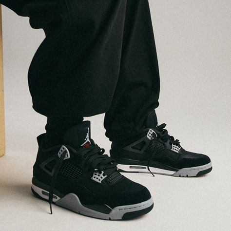 Jordan 4 Retro Black Canvas, Jordan 4 Outfits, Jordan 4 Black Canvas, Air Jordan 4 Retro Black, Jordan 4 Shoes, Shoes Sneakers For Men, Jordan 4 Black, Jordan 4 Retro, Air Jordan 4