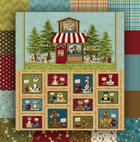 Pet Rescue The Whole Country Caboodle Goldendoodle Quilt Pattern, Poodle Quilt Pattern, The Whole Country Caboodle, Dog Gone Cute Quilt Pattern, Elizabeth Hartman Puppies Quilt, Dog Quilts, Fabric Collection, Animal Rescue, Pet Portraits