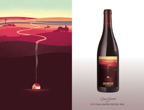 Wine label art for Enoitalia on Behance Wine Label Illustration, Red Wine Label, Amarone Wine, Davide Bonazzi, Wine Label Art, Red Wine Labels, Label Illustration, Wine Bottle Label Design, Wine Bottle Design