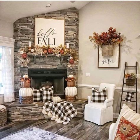 Dailydreamdecor on Instagram: “Who loves fall? Double tap ❤️” Camino Shabby Chic, Fall Living Room Decor, Fall Living Room, Cute Dorm Rooms, Diy Casa, Farmhouse Fall Decor, Cozy Farmhouse, Farmhouse Decor Living Room, Country House Decor