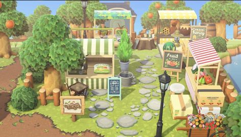 Acnh Beach Farmers Market, Acnh Veggie Stall Design, Flee Market Animal Crossing, Anch Farmers Market, Acnh Farmers Market Sign, Acnh Boho Clothes, Acnh Farmers Market Codes, Animal Crossing Farmers Market Ideas, Acnh Flea Market