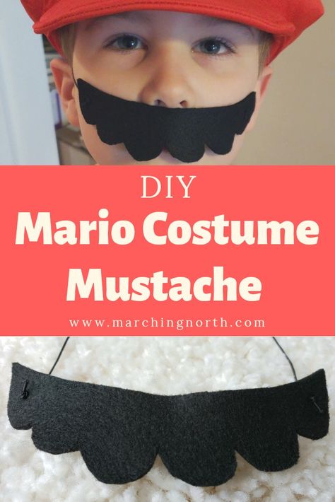 DIY Mario Mustache - much more comfortable than the stick on ones! www.marchingnorth.com Super Mario Pictures, Diy Mario Character Costumes, Luigi Mustache, Mustache Makeup, Mario Mustache, Mario Costume Diy, Mustache Diy, Yoshi Costume, Mario Bros Costume