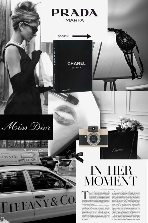 Prada Astethic, Prada Collage, Rich Brands, Prada Marfa Gossip Girl, Audrey Hepburn Aesthetic, Chanel Catwalk, Aesthetic Mode, Prada Aesthetic, Vogue Wallpaper