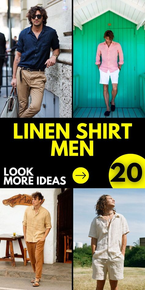 Keep cool and stylish in the summer heat with a linen shirt for men, available in a range of colors from classic white to bold green. Whether you're dressing up for a formal occasion or keeping it casual for a day out, these shirts offer versatility and comfort with their lightweight fabric and relaxed fit. Pair with shorts for a laid-back look or trousers for a more polished ensemble, and enjoy effortless style all season long. Linen Shirt Pant For Men, Linnen Shirts For Men, Linen Shirt Outfit Men’s, Summer Linen Shirt Men, Men’s White Linen Shirt Outfit, Linen Shirt Outfit Men’s Beach, Long Linen Shirt, Black Linen Shirt, Men Casual Summer