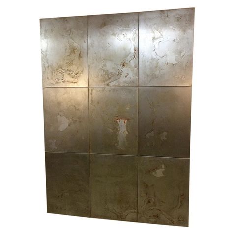 Steel Accent Wall, Kitchen Wall Art Diy, Sheet Metal Wall, Wall Panel Ideas, Fireplace Accent Walls, Entrance Room, Light Pewter, Modern Wall Paneling, Senior Thesis