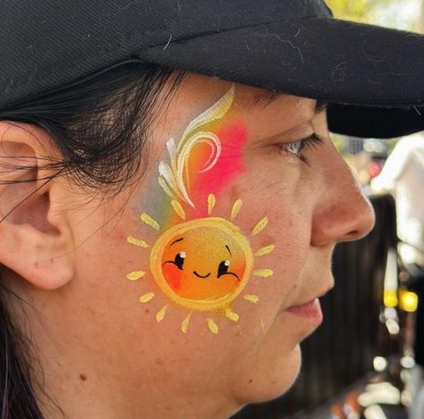 Sun Face Painting, Fall Face Painting, Sun Face, Sun Moon, Face Painting, Moon, Sun