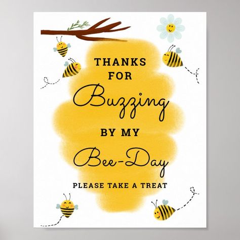 Bee Theme Birthday Party Favor Sign | Bee-Day - Birthday Decoration Bee Theme Baby Shower Games, Bee Theme Birthday Party, Party Favor Sign, Bee Baby Shower Decoration, Bee Birthday Theme, Bee Themed Birthday Party, Honey Bee Baby Shower, Bee Gender Reveal, Bee Birthday Party