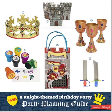 From foam swords to goblets to crowns, Knights themed favors! Knight Party Favors, King Arthur Birthday Party, Knight Themed Birthday Party, Prince Party Favors, Foam Swords, Boys 8th Birthday, Castle Birthday Cakes, Knight Birthday Party, Knight Birthday