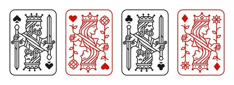 Queen Card Design, Queen Playing Card, King Queen Tattoo, Queen Of Hearts Card, Cool Playing Cards, Card Room, Queen Card, King Card, Abstract Tattoo Designs