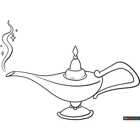 Free Genie Lamp from Aladdin Coloring Page for Kids Aladdin Sketch, Genie Lamp Drawing, Aladdin Drawing, Genie Lamp Tattoo, Aladdin Tattoo, Wall Drawing Ideas, Lamp Tattoo, Genie Lamp, Aladdin Lamp