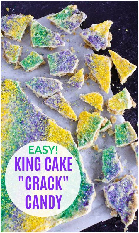 King Cake Cracker Candy, King Cake Party Ideas, Mardi Gras Dessert Ideas, Mardi Gras Treats Desserts, Mardi Gras Crockpot Recipes, Mardi Gras Dip Recipes, Mardi Gras Diy Decor, Madi Gras Party Ideas Food, Marti Gras Food Recipes