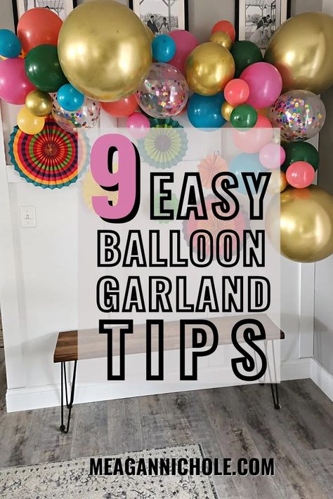 9 Balloon Garland Tips to Achieve the Perfect Garland Every Single Time - Balloon Garland Tips, Easy Balloon Garland, Baloon Garland, 9 Balloon, Balloon Arch Diy, How To Make Balloon, Balloon Garland Diy, Garland Backdrops, 5 Balloons