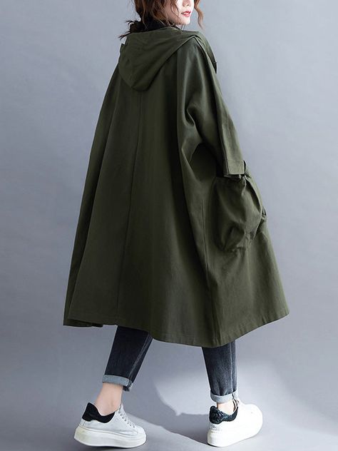 Lady Loki, Clothes Diy, Long Shirt, Cotton Style, Long Coat, Black Coat, Street Fashion, Loki, Army Green