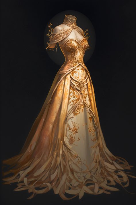 Leo zodiac sign inspired gown Sun Themed Ball Gown, Lion Inspired Outfit, Golden Fantasy Dress, Sun Inspired Gown, Sun Inspired Dress, Goddess Outfit Aesthetic, Sun Queen Dress, Autumn Court Dress, Sun Themed Fantasy Dress