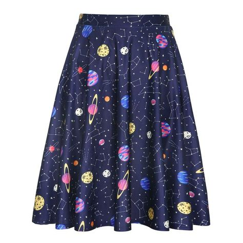 Galaxy Skirt, Midi Skater Skirt, Galaxy Outfit, Circle Skirts, Skater Skirts, Cute Prints, Space Galaxy, Super Cute Dresses, Waist Measurement