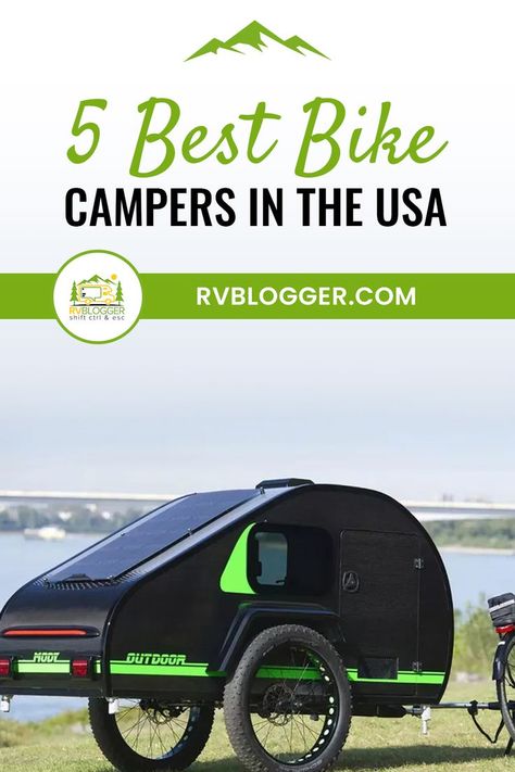 People are starting to learn about bike campers in the USA. Yet, in Europe, these micro campers have been around for years. In the “Land of Motors,” our growing population of cyclists who don’t own a car are learning that they can enjoy the RV lifestyle. Using a bike camper in American cities and trails throughout our country allows them to see and do more. Bike Tent Camping, Bicycle Camper Trailer, Bug Out Bike Bicycles, Bikepacking Bike Camping, Bicycle Trailers, Bicycle Camping, Bike Cargo Trailer, Rv Destination, Class B Rv