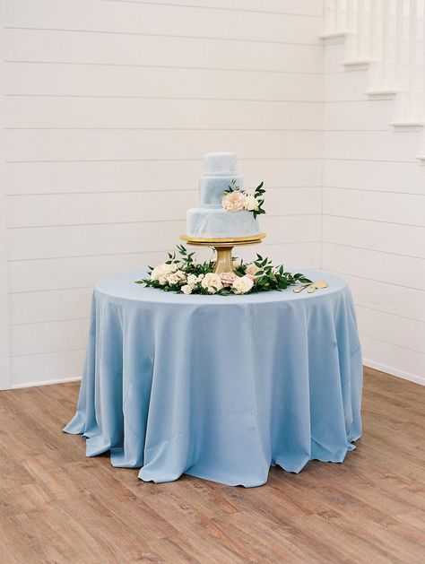 Read More: https://www.stylemepretty.com//www.stylemepretty.com/vault/image/7090275 Wedding Decorations Blue, Mansion Ballroom, Blue Weddings, Cake Table Decorations, Light Blue Wedding, Mark 4, Wedding Cake Table, Wedding Cakes Blue, Blue Themed Wedding