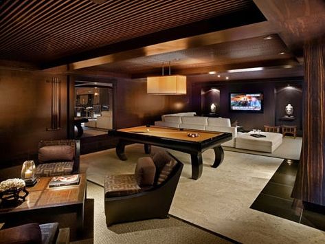 Dear Hotel Bars, Get Yourselves Some Pool Tables Basement Pool Table Room, Ceiling Slats, Basement Pool Table, Bar Pool Table, Luxury Game Room, Modern Game Room, Hotel Bars, Pool Table Room, Miami Restaurants