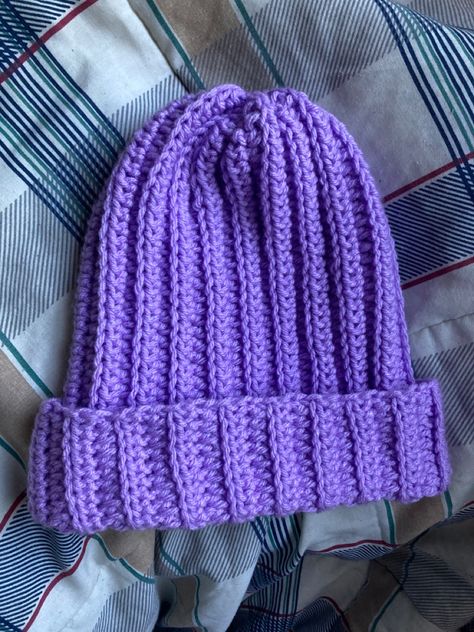 Small Lavender/Light Purple Beanie Follow insta ❤️: thestitchprophet #aesthetic #beanie #hats #crotchet #art #crate Beanie Crochet Aesthetic, Crochet Beanie Aesthetic, Purple Crochet Beanie, Purple Crochet Projects, Crochet Purple, Hand Knitted Purple Crochet Beanie, Purple Hand Knitted Crochet Beanie, Purple Beanie, Casual Purple Crochet Beanie Hat