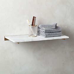 Large Brass and White Marble Shelf Wall Shelving Ideas, Shelves Design Ideas, Marble Shelves, Black Wall Hooks, Modern Wall Hooks, White Wall Shelves, Wall Mounted Bar, Gold Shelves, Wood Bike